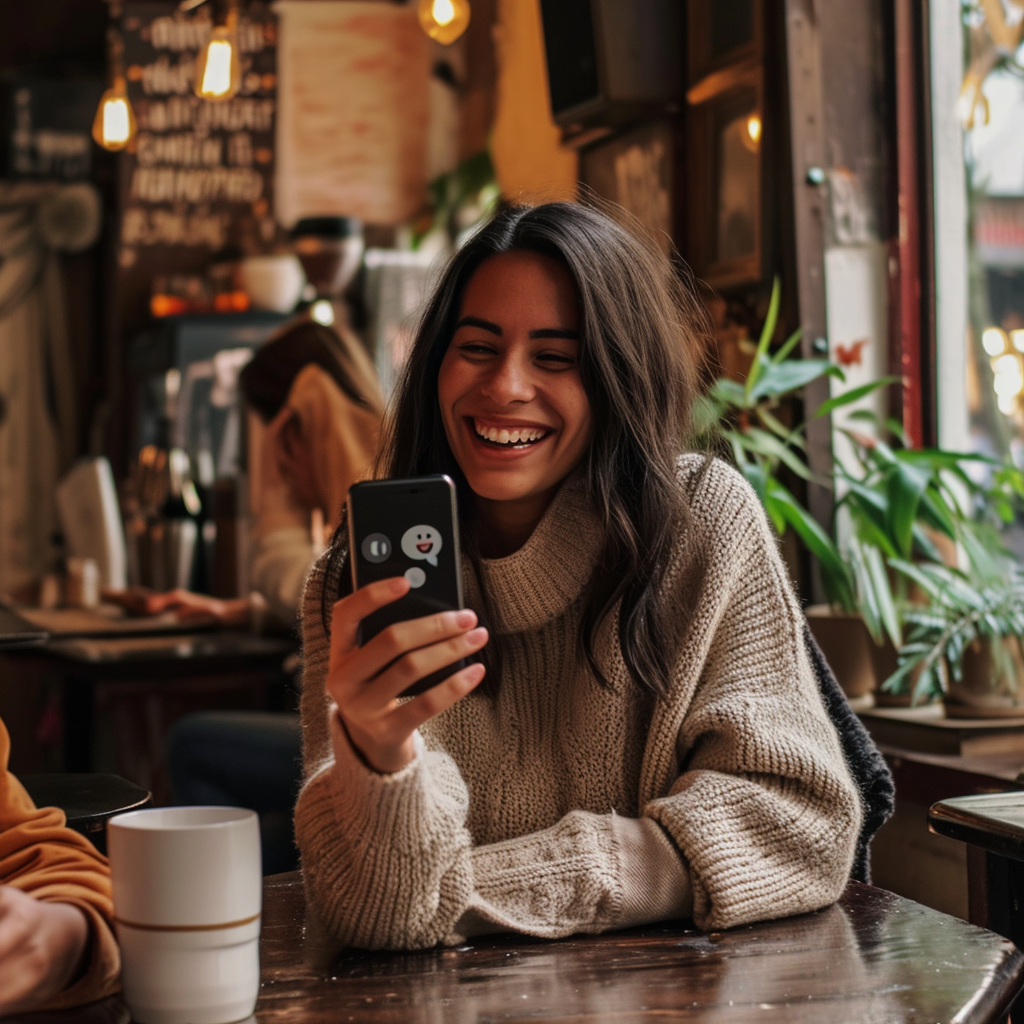 Woman chatting with an LLM chatbot